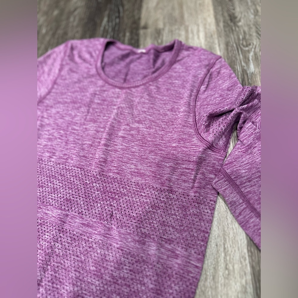 LULULEMON Breeze By Long Sleeve II Purple Heathered Chilled Grape Size 2 Running - Picture 3 of 7